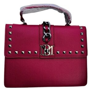 Badgley Mischka NWT Wine Satchel with Gun Metal Studded Accents